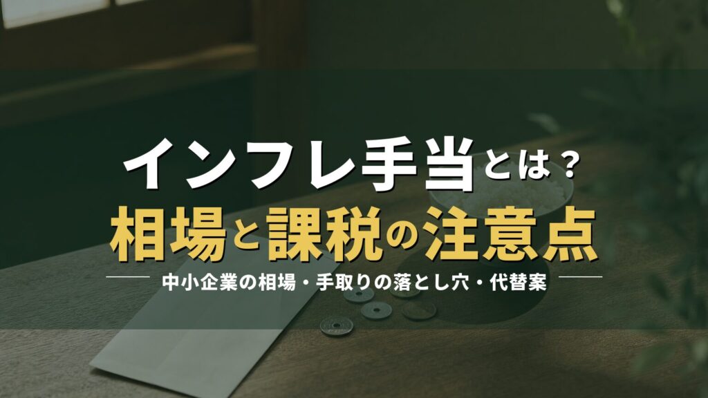 封筒と硬貨の写真に「インフレ手当とは？相場と課税の注意点」の見出しを重ねたアイキャッチ