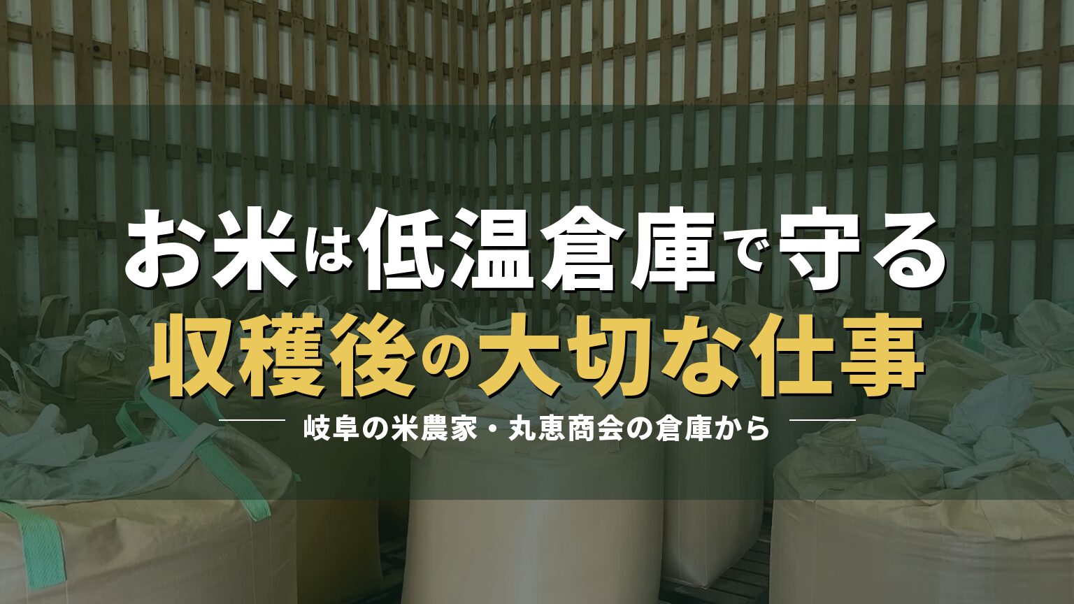 丸恵商会の低温倉庫の写真に「お米は低温倉庫で守る 収穫後の大切な仕事」の見出しを重ねたアイキャッチ
